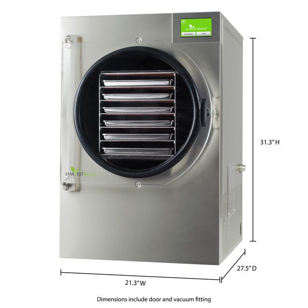 Harvest Right Freeze Dryer - Large - Stainless Steel - With Mylar Starter Kit Dimensions