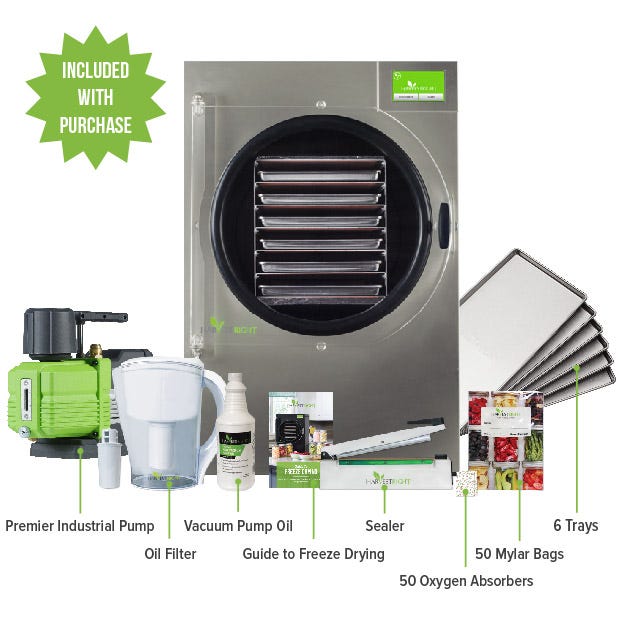 Harvest Right Freeze Dryer - Large - Stainless Steel - With Mylar Starter Kit Included with Premier Pump Purchase