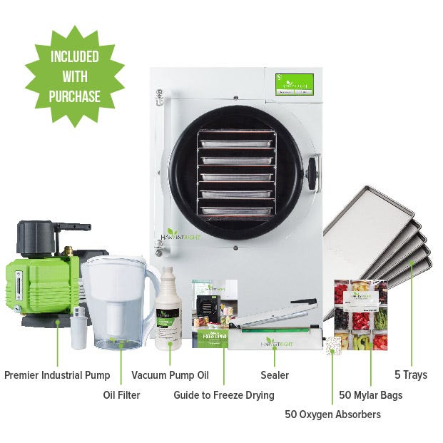 Harvest Right Freeze Dryer - Medium - White - With Mylar Starter Kit Included with Premier Pump Purchase