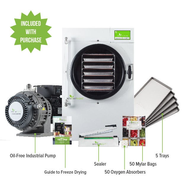 Harvest Right Freeze Dryer - Medium - White - With Mylar Starter Kit Included with Oil-Free Pump Purchase