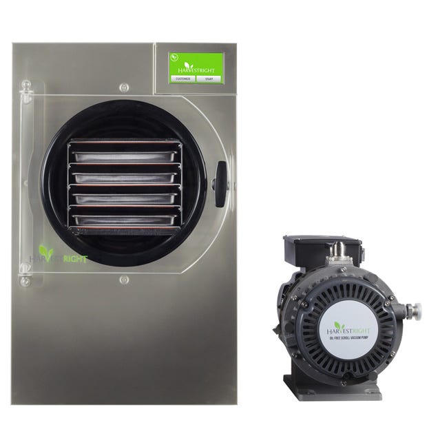 Harvest Right Freeze Dryer - Small - Stainless Steel - With Mylar Starter Kit with Oil-Free Pump