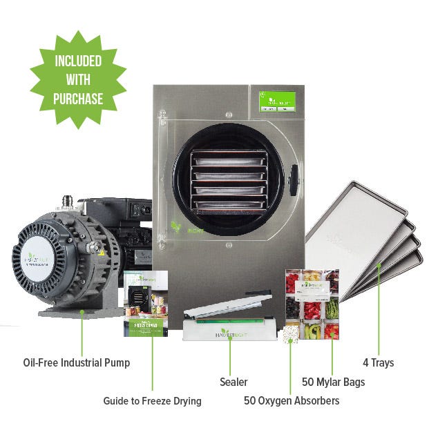 Harvest Right Freeze Dryer - Small - Stainless Steel - With Mylar Starter Kit Included with Oil-Free Pump Purchase
