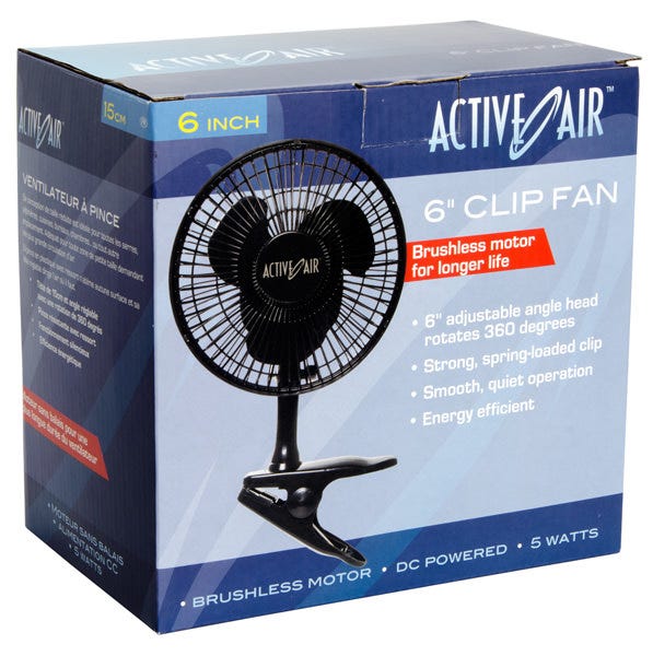 Active Air - 6 inch Clip Fan - Black