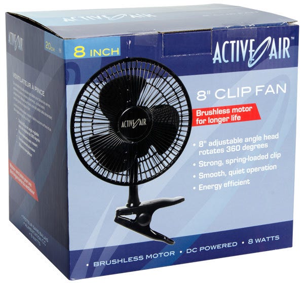 Active Air - 8 inch Clip Fan - Black