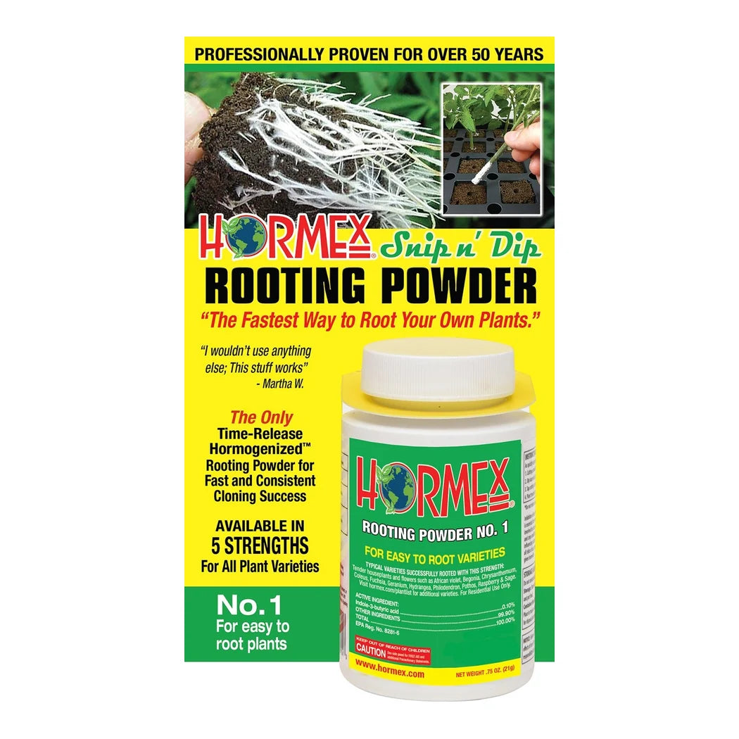 Hormex Snip 'n Dip No. 1 rooting powder, carded bottle