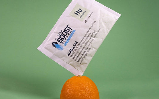 Integra Terpene Essentials 67g Humulene 62% Relative Humidity master case of 96 packs Orange View