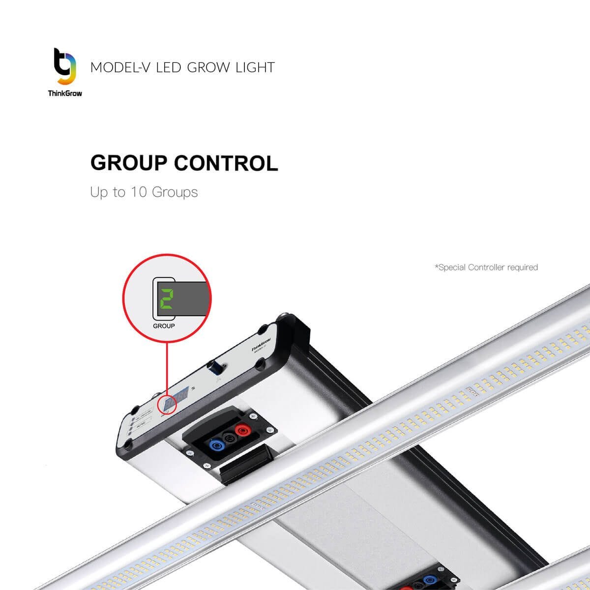 ThinkGrow Model-V 350W Horticulture LED Grow Light - 100-277 V Group Control with up to 10 Groups