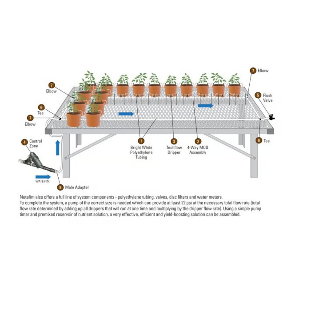 Netafim .3 GPH Single Drip Stake Assembly 24" (1=25/Bundle) on Table