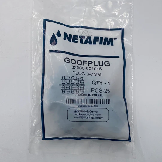 Netafim Goof Plug 3/7mm (1/8"-1/4") - 25 Pack Bag