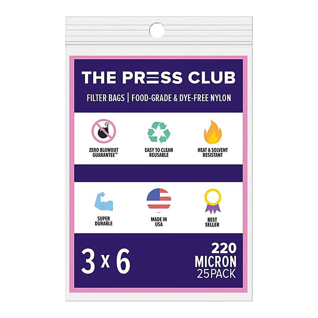 The Press Club 3 x 6 ROSIN BAGS, 220 micron retail package (25 pack)