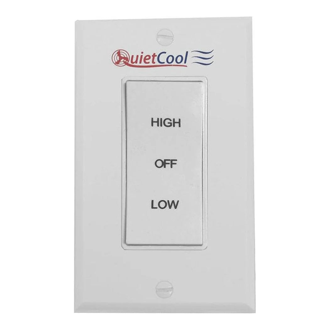 QuietCool HIGH-LOW-OFF rocker switch and wall plate, white