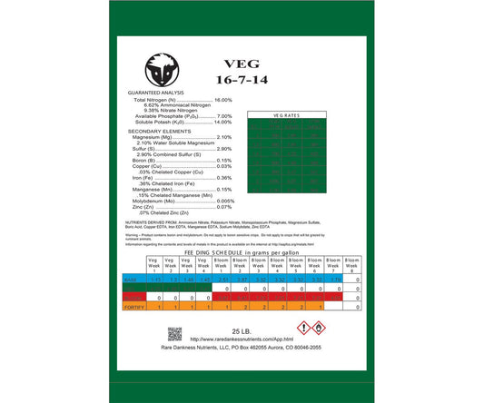 Rare Dankness Nutrients - Perfecta VEG (16-7-14), 25 lb