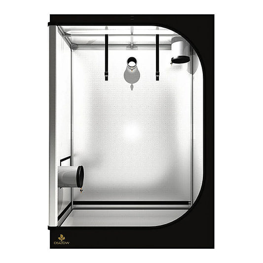 DS120W grow tent shown with the front panel rolled back