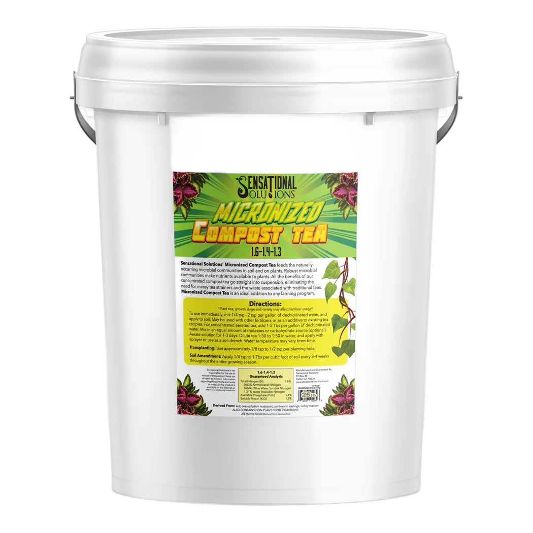 Sensational Solutions Micronized Compost Tea 1.6-1.4-1.3 soluble compost tea powder, 25 lb white pail