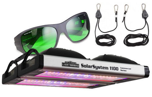 California Light Works Solar System 1100 LED Grow Light w/ Hangers and Method Seven LED Glasses