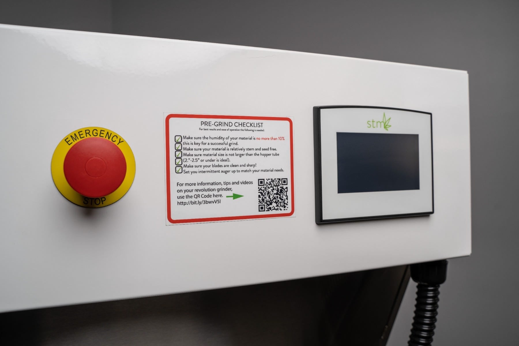 STM Revolution 2.0 Commercial Cannabis Grinder – Efficient Flower Processing Emergency Stop