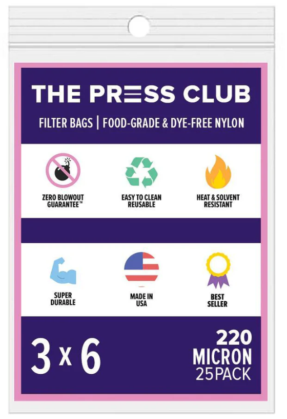 The Press Club 3" x 6" ROSIN BAGS-220 Micron-(25 pack) Main Image