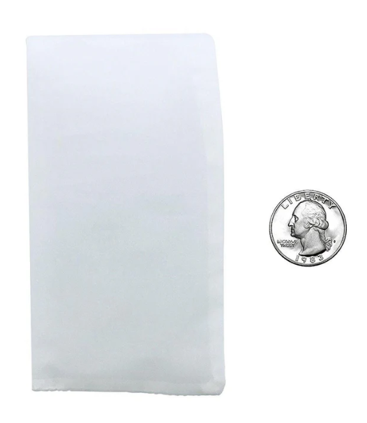 The Press Club 3" x 6" ROSIN BAGS-50 Micron-(25 pack) Size Comparison with Quarter