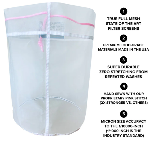 The Press Club 5 GALLON ALL MESH BUBBLE WASH BAGS 8-PACK - 220 / 190 / 160 / 120 / 90 / 73 / 45 / 25 Micron