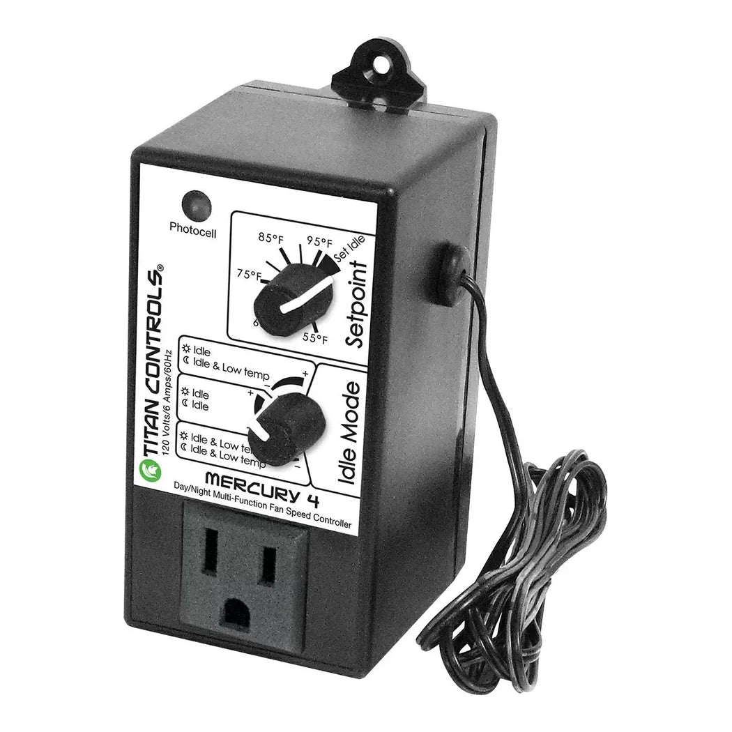 Titan Controls Mercury 4 day night fan speed controller with setpoint and idle mode dials