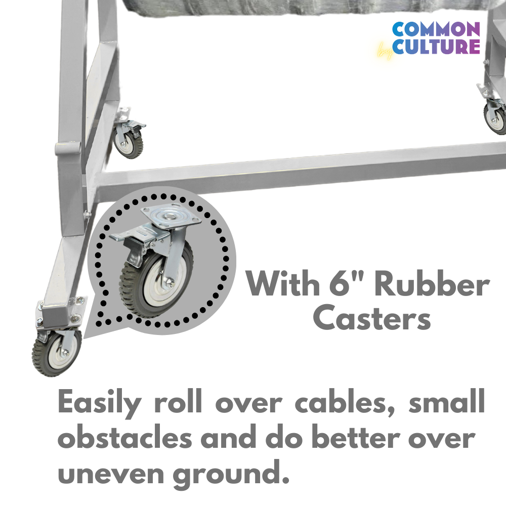 Trellis Slayer 9000 Trellis Mover by Common Culture - White Powder Coated w/ 6" Rubber Casters - 4 Rolls Capacity