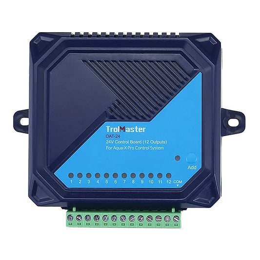 TrolMaster OAT-24 12-output control board, front view with terminal strip