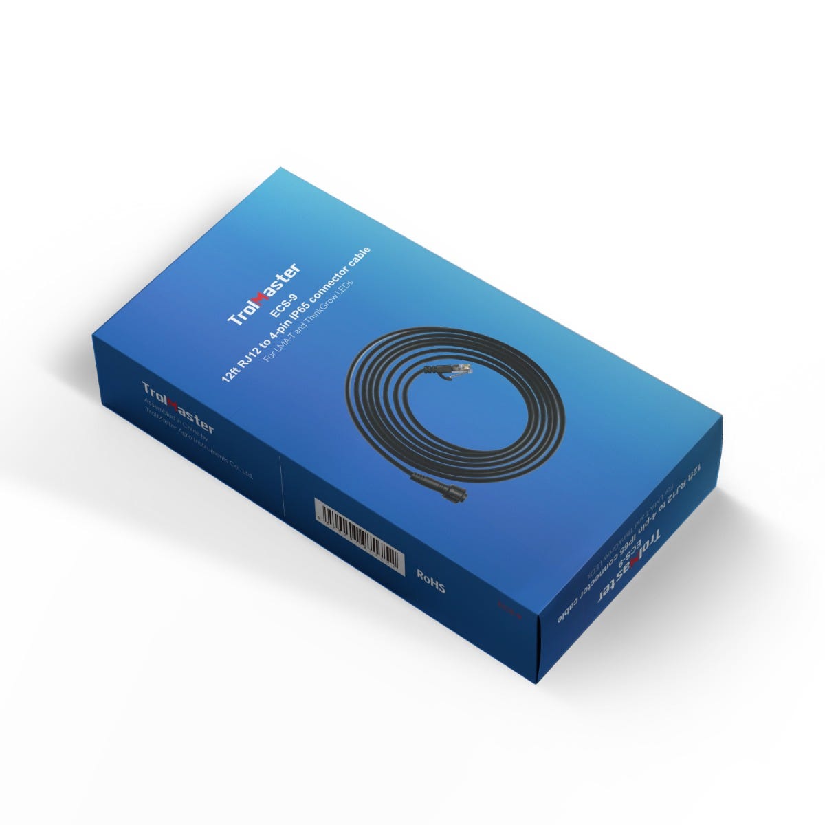 Trolmaster 12ft RJ12 to 4-pin IP65 connecter cable for LMA-T and ThinkGrow LEDs