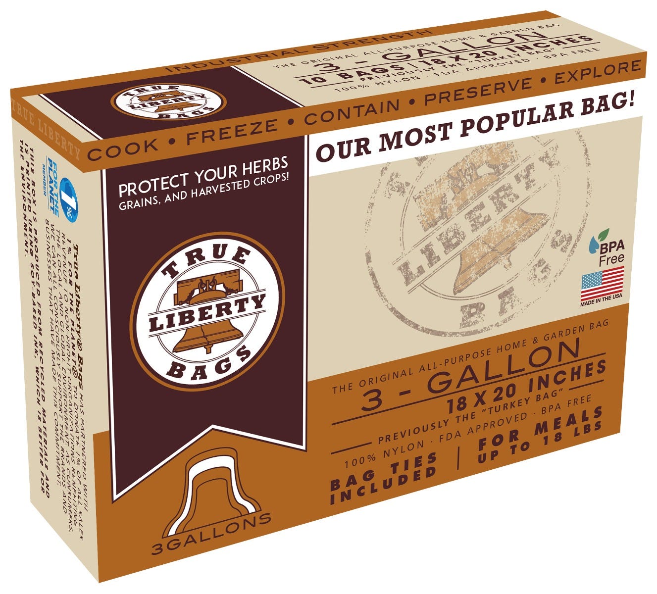 True Liberty 3 Gallon "Turkey" Bags 18 in x 20 in (1000/pack) Main Image