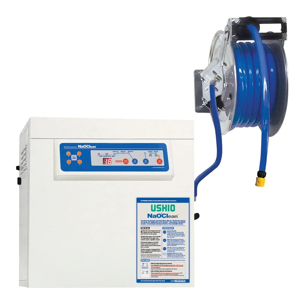 Ushio NaOClean Electrolyzed Water (E-Water) System - NaOClean electrolyzed water system with hose reel