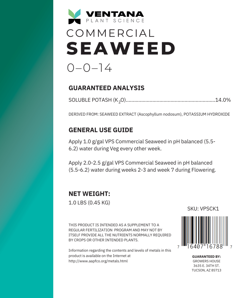 Ventana Plant Science Commercial Seaweed 1lb Label