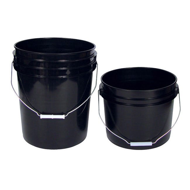Black Plastic Buckets -- 5 Gallon with Handle