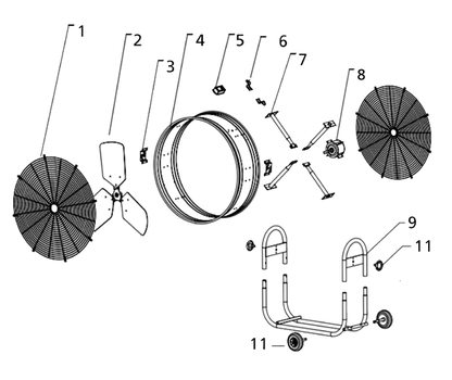 Hurricane Pro Heavy Duty Adjustable Tilt Drum Fan 42 in diagram