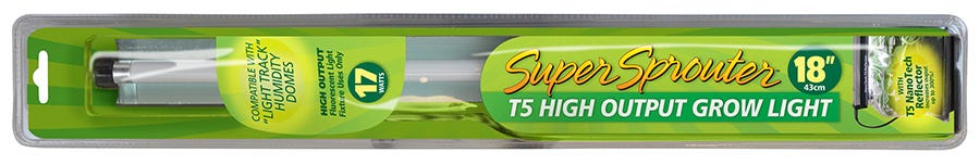 Super SprouterÂ® 18 inch T5 HO Fixture with the nano-tech reflector. This fixture includes an integrated electronic ballast, 6400Â°K lamp, power cord, jumper cord, hanging and flat surface mounting clips. You can daisy chain up to 8 lights per single power