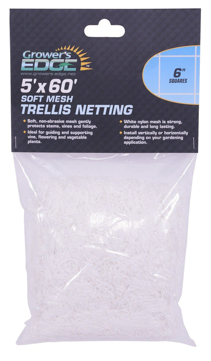 Grower's Edge Soft Mesh Trellis Netting 5 ft x 60 ft w/ 6 in Squares