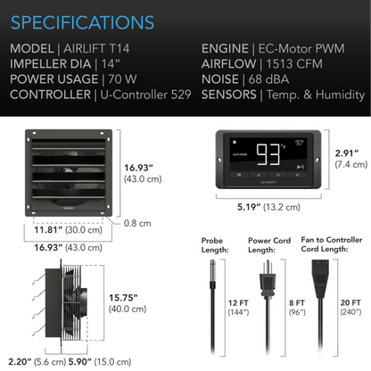 AC Infinity AIRLIFT T-Series 14in specifications