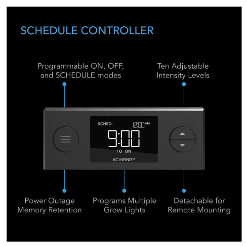 AC Infinity Humidity Dome Germination Kit with LED Grow 6 x 12 - schedule controller