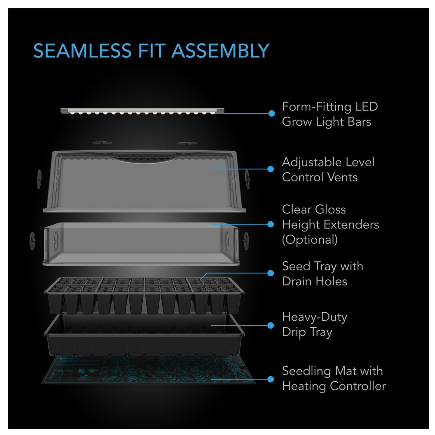 AC Infinity Humidity Dome, Germination Kit with Seedling Mat - assembly