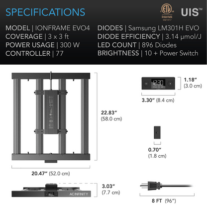 AC Infinity IONFRAME EVO4 specifications