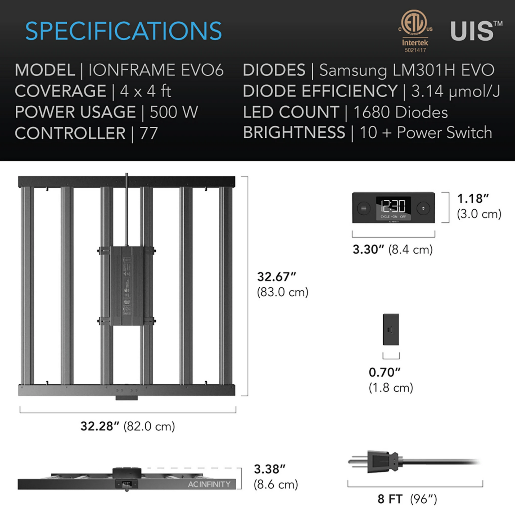 AC Infinity IONFRAME EVO6 specifications