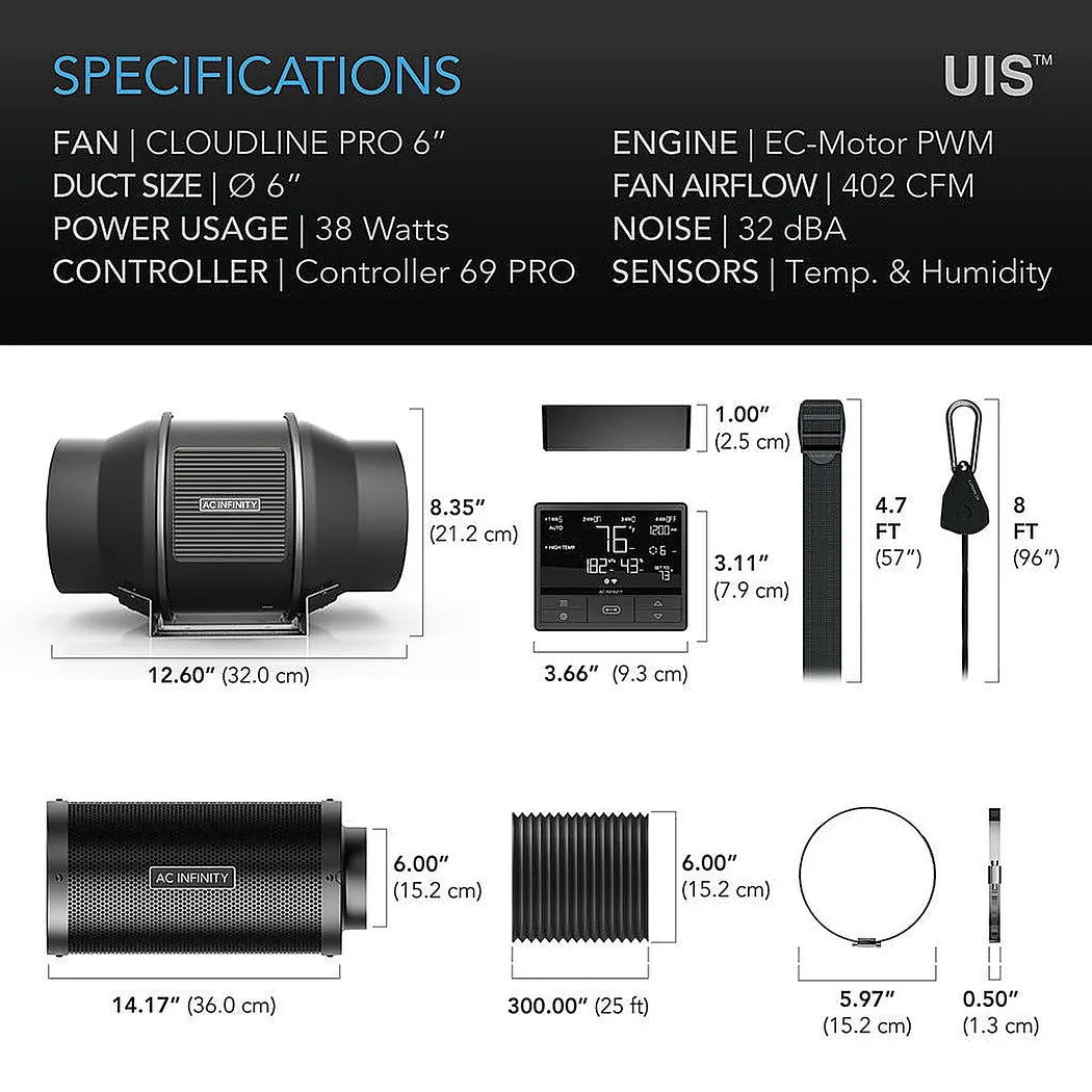 Ac Infinity Air Filtration Kit PRO 6in specs
