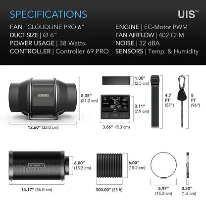 Ac Infinity Air Filtration Kit PRO 6in specs