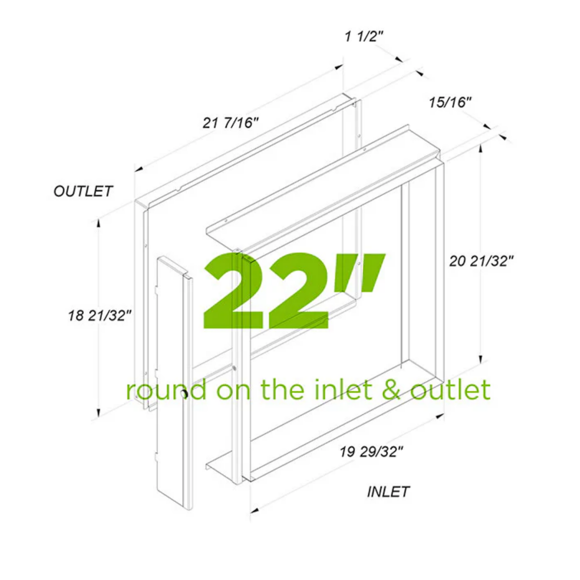Anden Duct Kit for Model A320V1 & A320V3 dimensions