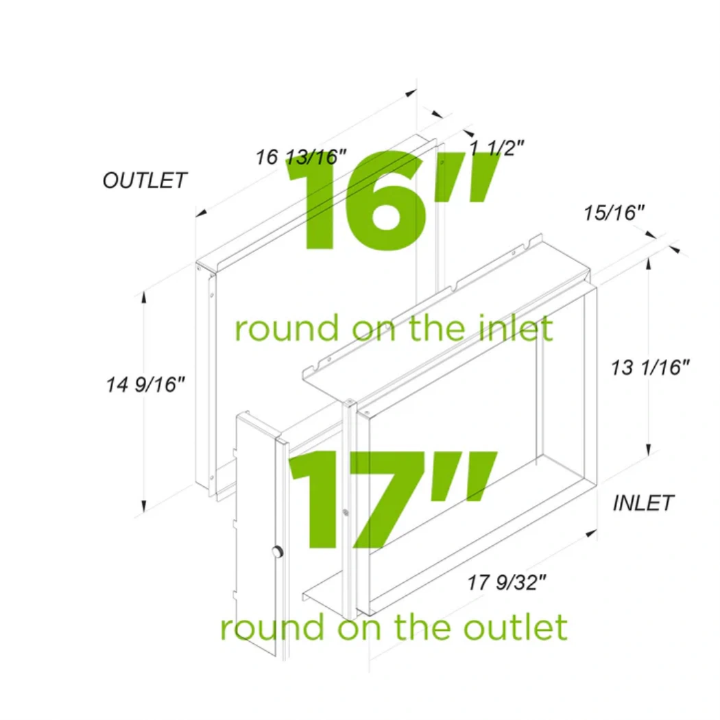 Anden Round Duct Kit for A210V1 dimensions
