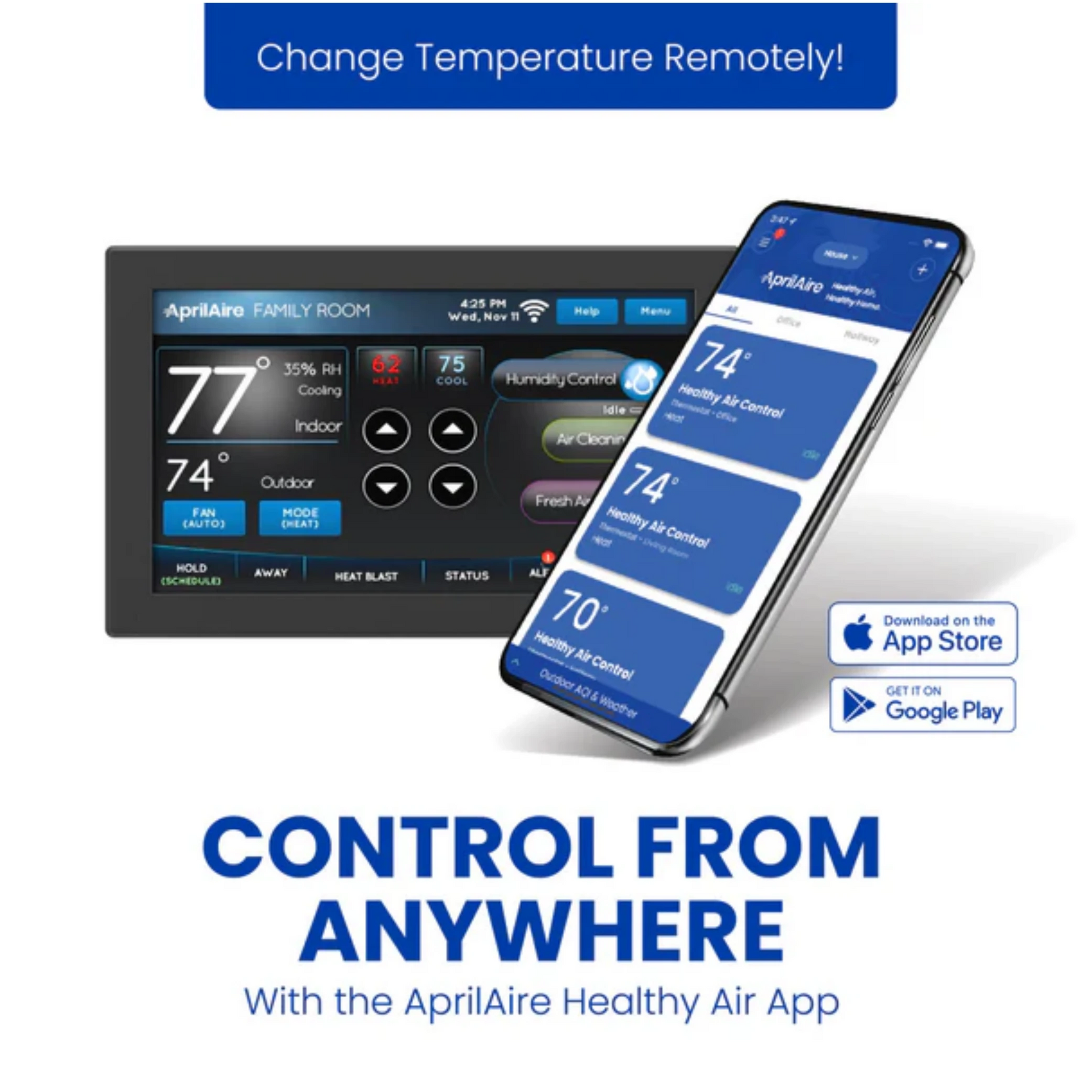 Aprilaire Color Touchscreen Wi-Fi Automation IAQ Thermostat app