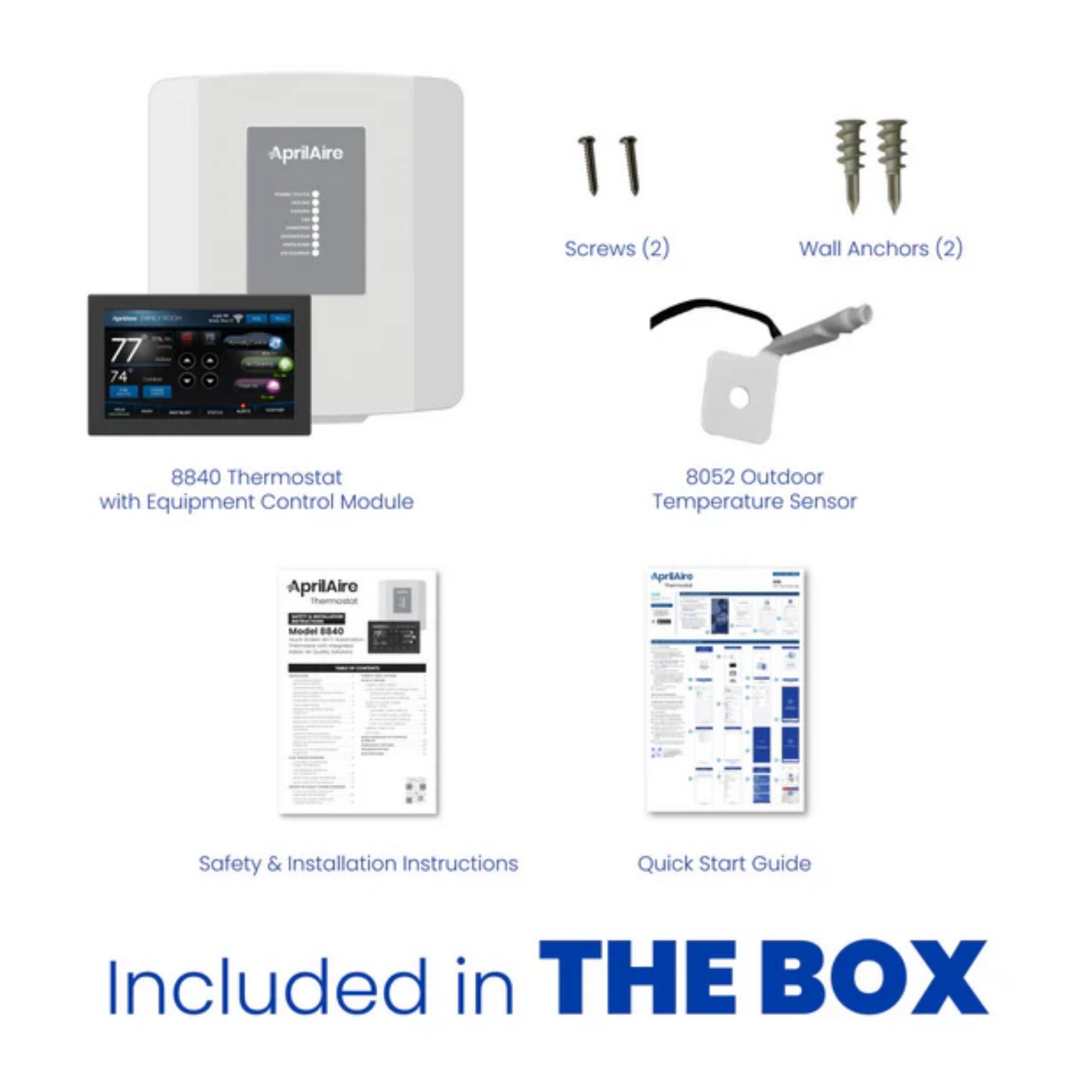 Aprilaire Color Touchscreen Wi-Fi IAQ Thermostat includes
