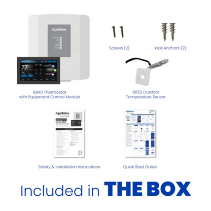 Aprilaire Color Touchscreen Wi-Fi IAQ Thermostat includes