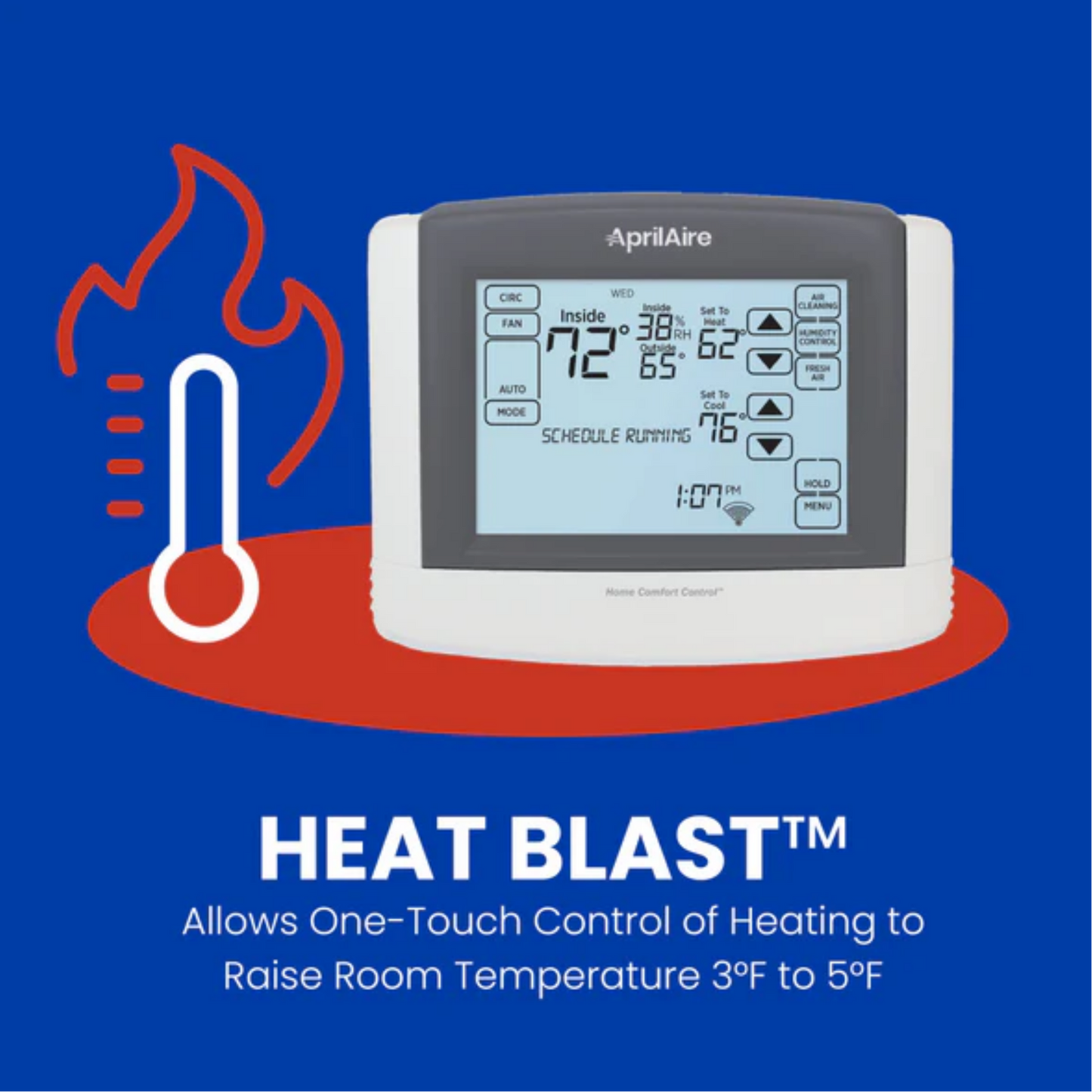 Aprilaire Touchscreen Wi-Fi Automation IAQ Thermostat heat blast