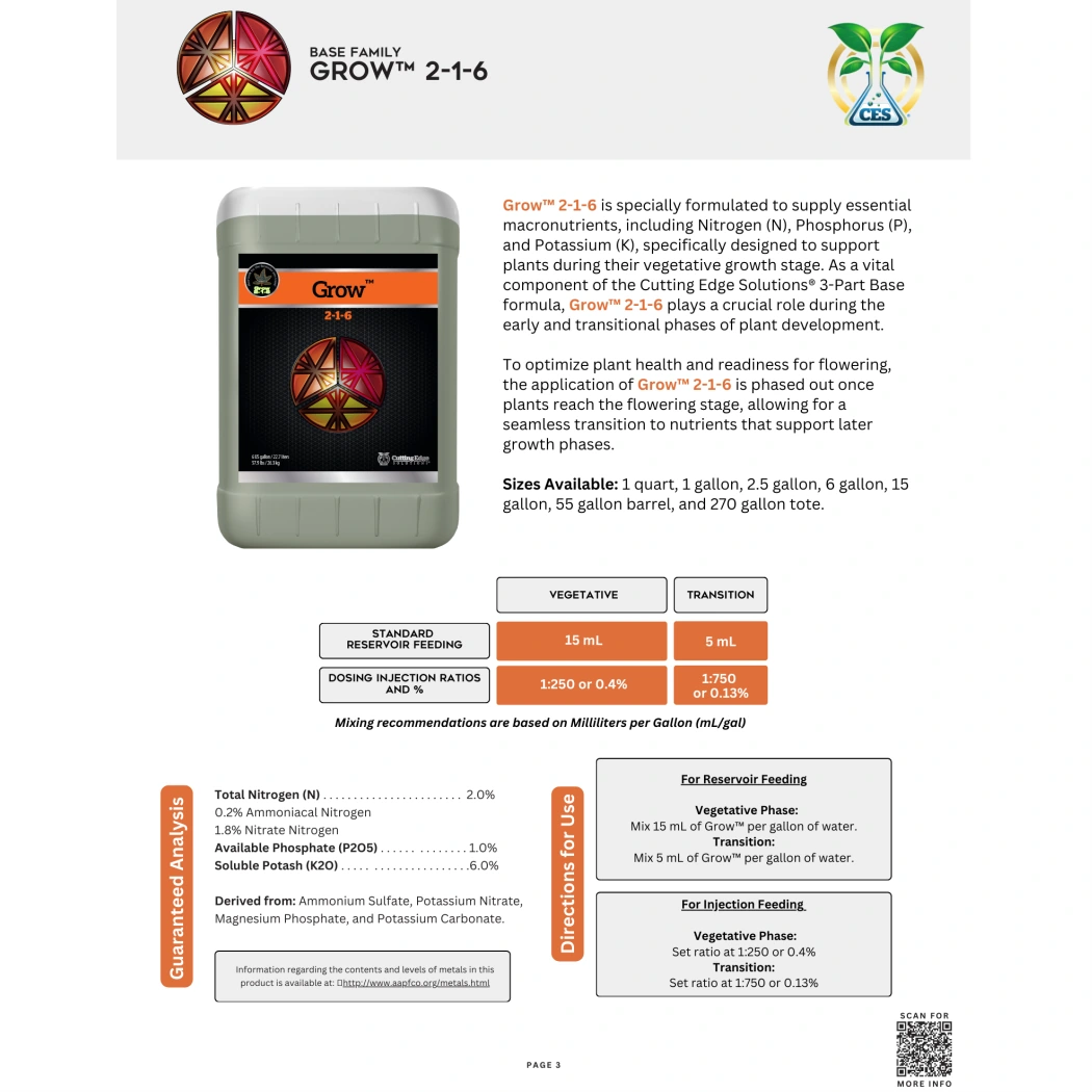 Cutting Edge Solutions Grow label