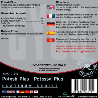 Cyco Potash Plus guaranteed analysis