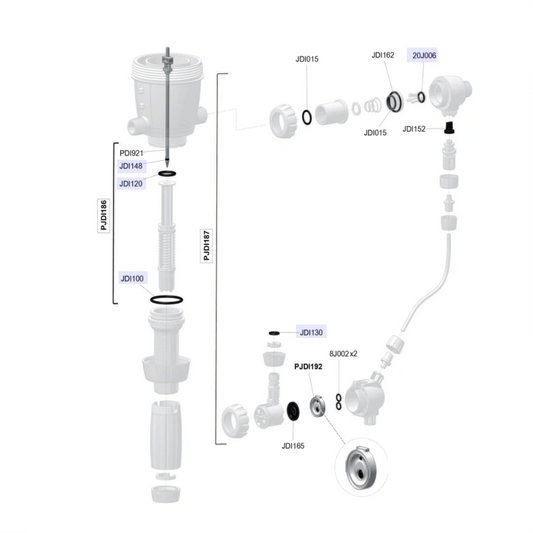 Dosatron EXTERNAL INJECTION SEALS KIT + SUCTION VALVE PJDI187